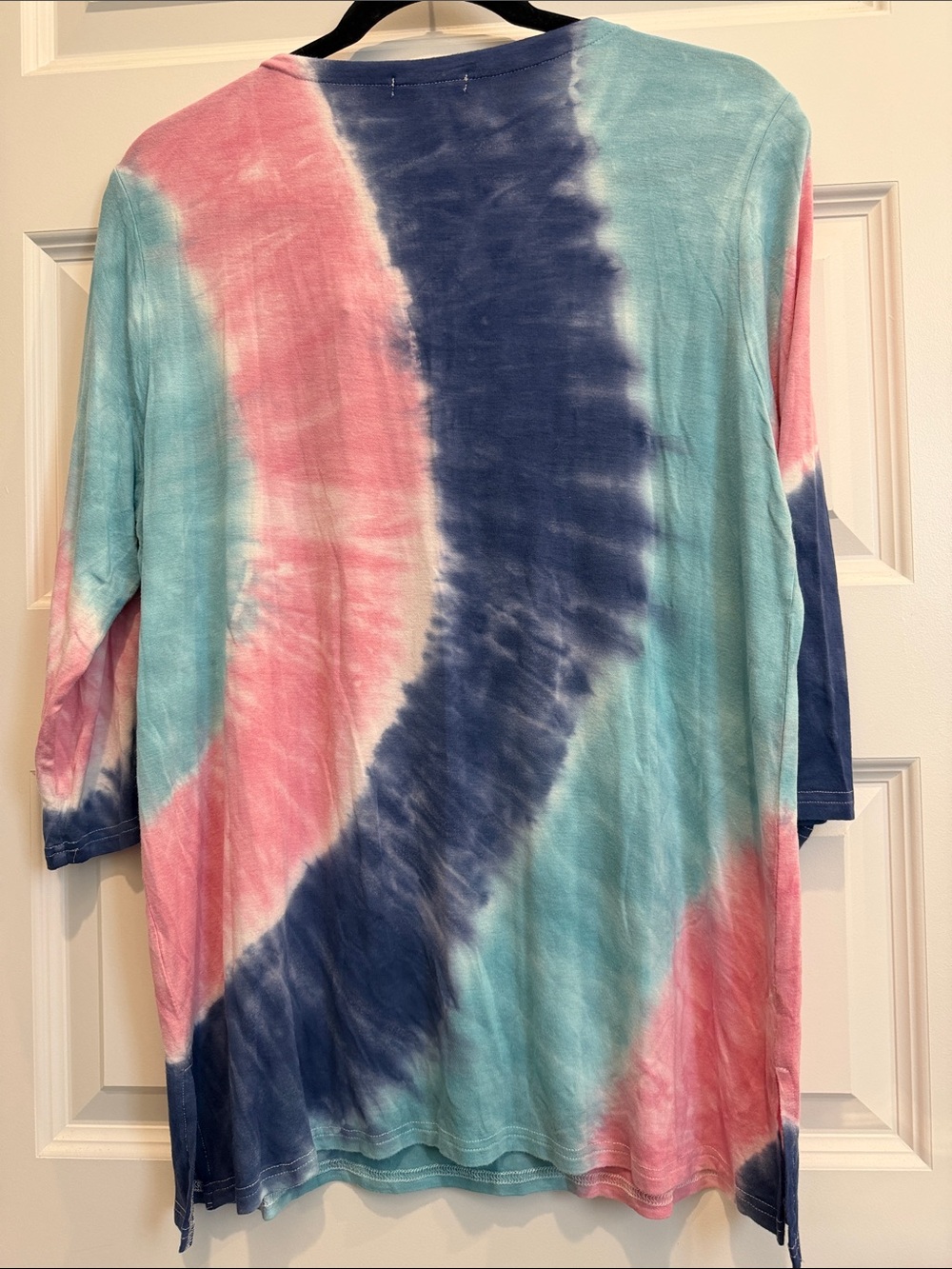 Tie-Dye V-Neck Tunic Top by Bua/Bua - Pink, Blue, Teal - Picture 6 of 6